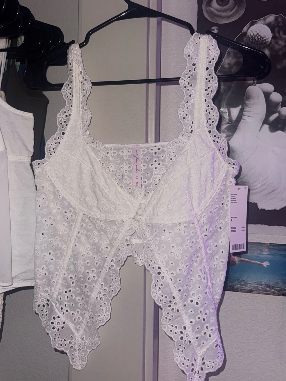 Urban Outfitters White Eyelet Lace Cropped Tank